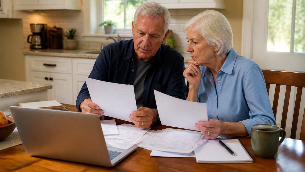 Diagram of retirement income planning Springfield in Massachusetts steps for a couple reviewing financial data